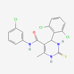 molecular formula C18H14Cl3N3OS B3993826 N-(3-chlorophenyl)-4-(2,6-dichlorophenyl)-6-methyl-2-sulfanylidene-3,4-dihydro-1H-pyrimidine-5-carboxamide 