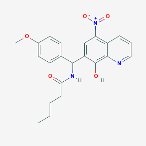 molecular formula C22H23N3O5 B3993870 N-[(8-hydroxy-5-nitroquinolin-7-yl)(4-methoxyphenyl)methyl]pentanamide 