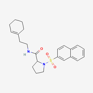 molecular formula C23H28N2O3S B3993902 N-[2-(1-cyclohexen-1-yl)ethyl]-1-(2-naphthylsulfonyl)prolinamide 