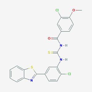 molecular formula C22H15Cl2N3O2S2 B399402 N-{[5-(1,3-benzothiazol-2-yl)-2-chlorophenyl]carbamothioyl}-3-chloro-4-methoxybenzamide 