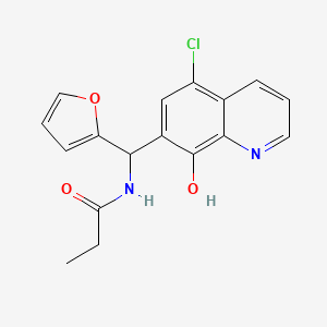 molecular formula C17H15ClN2O3 B3994115 N-[(5-chloro-8-hydroxy-7-quinolinyl)(2-furyl)methyl]propanamide 