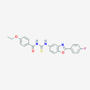 molecular formula C23H18FN3O3S B399419 4-ethoxy-N-[[2-(4-fluorophenyl)-1,3-benzoxazol-5-yl]carbamothioyl]benzamide 