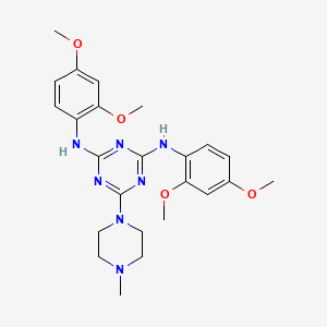 molecular formula C24H31N7O4 B3994399 N,N'-bis(2,4-dimethoxyphenyl)-6-(4-methylpiperazin-1-yl)-1,3,5-triazine-2,4-diamine 