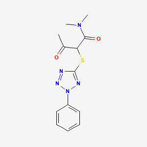 molecular formula C13H15N5O2S B3994530 N,N-dimethyl-3-oxo-2-[(2-phenyl-2H-tetrazol-5-yl)thio]butanamide 