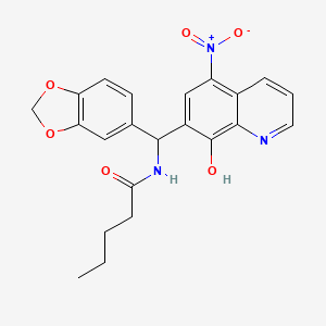 molecular formula C22H21N3O6 B3994617 N-[1,3-benzodioxol-5-yl(8-hydroxy-5-nitro-7-quinolinyl)methyl]pentanamide 