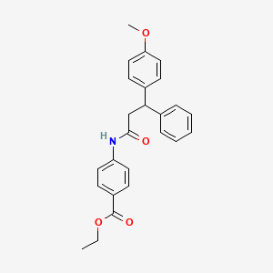 molecular formula C25H25NO4 B3994675 Ethyl 4-[[3-(4-methoxyphenyl)-3-phenylpropanoyl]amino]benzoate 