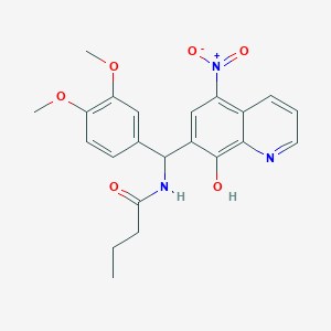 molecular formula C22H23N3O6 B3994699 N-[(3,4-dimethoxyphenyl)(8-hydroxy-5-nitroquinolin-7-yl)methyl]butanamide 