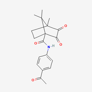 molecular formula C19H21NO4 B3994757 N-(4-acetylphenyl)-4,7,7-trimethyl-2,3-dioxobicyclo[2.2.1]heptane-1-carboxamide 