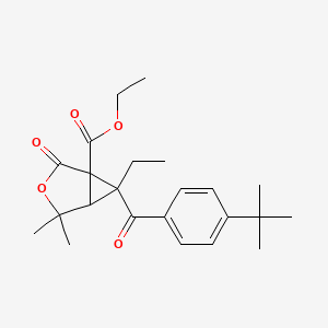 molecular formula C23H30O5 B3994814 ETHYL 6-[4-(TERT-BUTYL)BENZOYL]-6-ETHYL-4,4-DIMETHYL-2-OXO-3-OXABICYCLO[3.1.0]HEXANE-1-CARBOXYLATE 