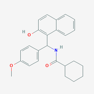 molecular formula C25H27NO3 B3994874 N-[(2-hydroxy-1-naphthyl)(4-methoxyphenyl)methyl]cyclohexanecarboxamide 