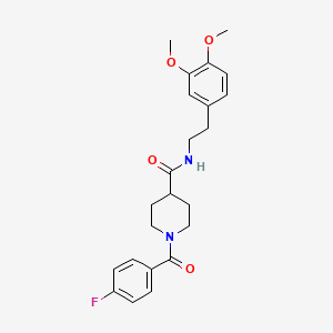 molecular formula C23H27FN2O4 B3994956 N-[2-(3,4-dimethoxyphenyl)ethyl]-1-(4-fluorobenzoyl)piperidine-4-carboxamide 