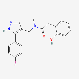 molecular formula C19H18FN3O2 B3995085 N-{[5-(4-fluorophenyl)-1H-pyrazol-4-yl]methyl}-2-(2-hydroxyphenyl)-N-methylacetamide 