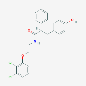 molecular formula C23H21Cl2NO3 B3995120 N~1~-[2-(2,3-dichlorophenoxy)ethyl]-3-(4-hydroxyphenyl)-2-phenylpropanamide 