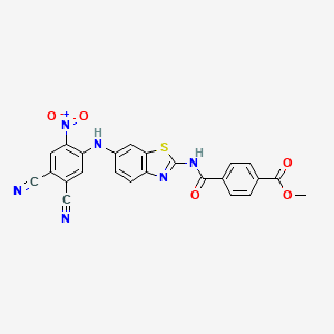 molecular formula C24H14N6O5S B3995127 METHYL 4-({[6-(4,5-DICYANO-2-NITROANILINO)-1,3-BENZOTHIAZOL-2-YL]AMINO}CARBONYL)BENZOATE 