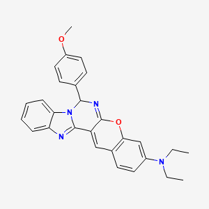 molecular formula C28H26N4O2 B3995180 N,N-diethyl-11-(4-methoxyphenyl)-14-oxa-3,10,12-triazapentacyclo[11.8.0.02,10.04,9.015,20]henicosa-1(21),2,4,6,8,12,15(20),16,18-nonaen-17-amine 