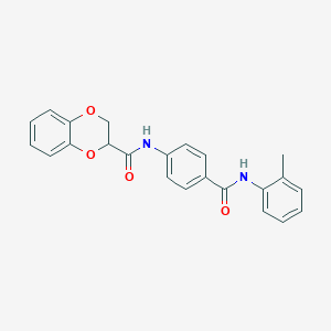 molecular formula C23H20N2O4 B3995205 N-(4-{[(2-methylphenyl)amino]carbonyl}phenyl)-2,3-dihydro-1,4-benzodioxine-2-carboxamide 