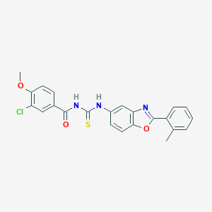 molecular formula C23H18ClN3O3S B399522 N-(3-chloro-4-methoxybenzoyl)-N'-[2-(2-methylphenyl)-1,3-benzoxazol-5-yl]thiourea 