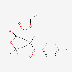 molecular formula C19H21FO5 B3995221 ethyl 6-ethyl-6-(4-fluorobenzoyl)-4,4-dimethyl-2-oxo-3-oxabicyclo[3.1.0]hexane-1-carboxylate 