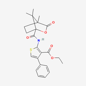 molecular formula C23H25NO5S B3995313 ethyl 4-phenyl-2-{[(4,7,7-trimethyl-3-oxo-2-oxabicyclo[2.2.1]hept-1-yl)carbonyl]amino}-3-thiophenecarboxylate 