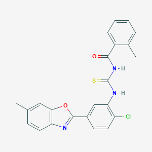 molecular formula C23H18ClN3O2S B399536 N-{[2-chloro-5-(6-methyl-1,3-benzoxazol-2-yl)phenyl]carbamothioyl}-2-methylbenzamide CAS No. 6411-15-0