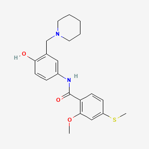 molecular formula C21H26N2O3S B3995392 N-[4-hydroxy-3-(piperidin-1-ylmethyl)phenyl]-2-methoxy-4-methylsulfanylbenzamide 