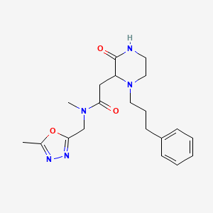 molecular formula C20H27N5O3 B3995417 N-methyl-N-[(5-methyl-1,3,4-oxadiazol-2-yl)methyl]-2-[3-oxo-1-(3-phenylpropyl)-2-piperazinyl]acetamide 