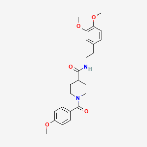 molecular formula C24H30N2O5 B3995446 N-[2-(3,4-dimethoxyphenyl)ethyl]-1-(4-methoxybenzoyl)piperidine-4-carboxamide 