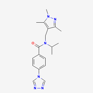 molecular formula C19H24N6O B3995499 N-isopropyl-4-(4H-1,2,4-triazol-4-yl)-N-[(1,3,5-trimethyl-1H-pyrazol-4-yl)methyl]benzamide 