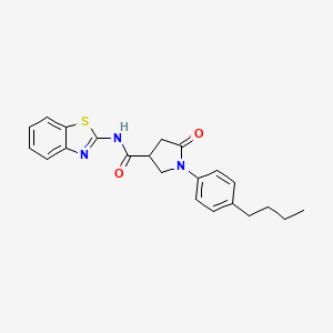 molecular formula C22H23N3O2S B3995579 N-1,3-benzothiazol-2-yl-1-(4-butylphenyl)-5-oxo-3-pyrrolidinecarboxamide 