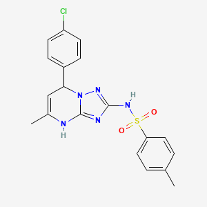 molecular formula C19H18ClN5O2S B3995694 N-[7-(4-chlorophenyl)-5-methyl-4,7-dihydro[1,2,4]triazolo[1,5-a]pyrimidin-2-yl]-4-methylbenzenesulfonamide 