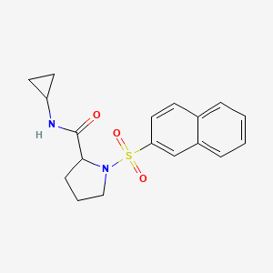 molecular formula C18H20N2O3S B3995831 N-cyclopropyl-1-(2-naphthylsulfonyl)prolinamide 