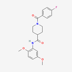 molecular formula C21H23FN2O4 B3995894 N-(2,5-dimethoxyphenyl)-1-(4-fluorobenzoyl)piperidine-4-carboxamide 
