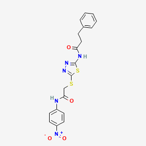 molecular formula C19H17N5O4S2 B3995983 N-[5-({2-[(4-nitrophenyl)amino]-2-oxoethyl}thio)-1,3,4-thiadiazol-2-yl]-3-phenylpropanamide 