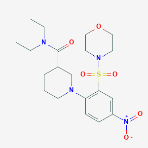 molecular formula C20H30N4O6S B3995990 N,N-diethyl-1-(2-morpholin-4-ylsulfonyl-4-nitrophenyl)piperidine-3-carboxamide 