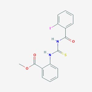 molecular formula C16H13IN2O3S B399611 METHYL 2-({[(2-IODOPHENYL)FORMAMIDO]METHANETHIOYL}AMINO)BENZOATE 