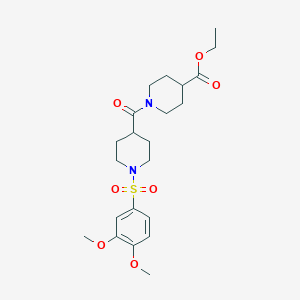 molecular formula C22H32N2O7S B3996215 ETHYL 1-[1-(3,4-DIMETHOXYBENZENESULFONYL)PIPERIDINE-4-CARBONYL]PIPERIDINE-4-CARBOXYLATE 
