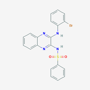 molecular formula C20H15BrN4O2S B3996251 N-{3-[(2-bromophenyl)amino]quinoxalin-2-yl}benzenesulfonamide 