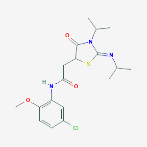 molecular formula C18H24ClN3O3S B399654 N-(5-chloro-2-methoxyphenyl)-2-[3-isopropyl-2-(isopropylimino)-4-oxo-1,3-thiazolidin-5-yl]acetamide 