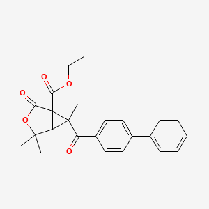 molecular formula C25H26O5 B3996608 ethyl 6-(4-biphenylylcarbonyl)-6-ethyl-4,4-dimethyl-2-oxo-3-oxabicyclo[3.1.0]hexane-1-carboxylate 