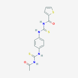 molecular formula C15H14N4O2S3 B399674 N-acetyl-N'-[4-({[(2-thienylcarbonyl)amino]carbothioyl}amino)phenyl]thiourea CAS No. 640246-19-1