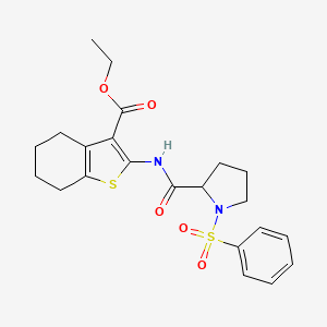 molecular formula C22H26N2O5S2 B3996845 ethyl 2-{[1-(phenylsulfonyl)prolyl]amino}-4,5,6,7-tetrahydro-1-benzothiophene-3-carboxylate 