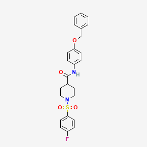 molecular formula C25H25FN2O4S B3996875 N-[4-(BENZYLOXY)PHENYL]-1-(4-FLUOROBENZENESULFONYL)PIPERIDINE-4-CARBOXAMIDE 