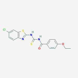 molecular formula C17H14ClN3O2S2 B399695 N-[(6-chloro-1,3-benzothiazol-2-yl)carbamothioyl]-4-ethoxybenzamide 