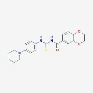 molecular formula C21H23N3O3S B399697 N-(2,3-dihydro-1,4-benzodioxin-6-ylcarbonyl)-N'-[4-(1-piperidinyl)phenyl]thiourea CAS No. 575470-04-1