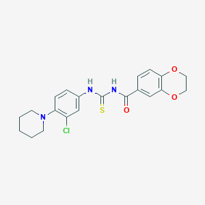molecular formula C21H22ClN3O3S B399700 N-[3-chloro-4-(1-piperidinyl)phenyl]-N'-(2,3-dihydro-1,4-benzodioxin-6-ylcarbonyl)thiourea 