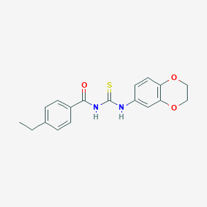 molecular formula C18H18N2O3S B399704 N-(2,3-dihydro-1,4-benzodioxin-6-ylcarbamothioyl)-4-ethylbenzamide 