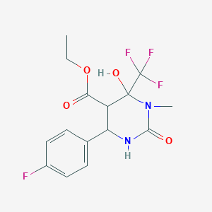 molecular formula C15H16F4N2O4 B3997043 Ethyl 4-(4-fluorophenyl)-6-hydroxy-1-methyl-2-oxo-6-(trifluoromethyl)-1,3-diazinane-5-carboxylate 