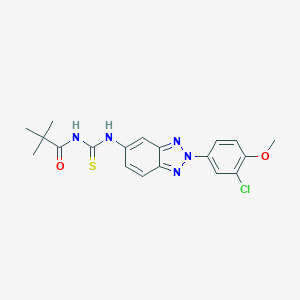 molecular formula C19H20ClN5O2S B399709 N-[2-(3-chloro-4-methoxyphenyl)-2H-1,2,3-benzotriazol-5-yl]-N'-(2,2-dimethylpropanoyl)thiourea 