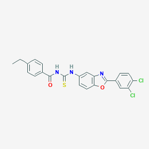 molecular formula C23H17Cl2N3O2S B399711 N-[[2-(3,4-dichlorophenyl)-1,3-benzoxazol-5-yl]carbamothioyl]-4-ethylbenzamide 