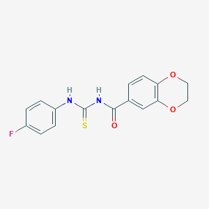 molecular formula C16H13FN2O3S B399712 N-(2,3-dihydro-1,4-benzodioxin-6-ylcarbonyl)-N'-(4-fluorophenyl)thiourea 